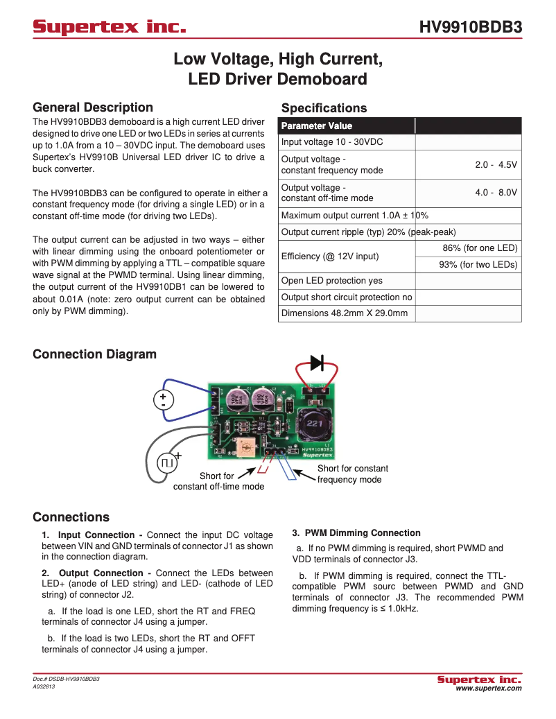 Page 1 de la notice Manuel utilisateur Microchip HV9910BDB1