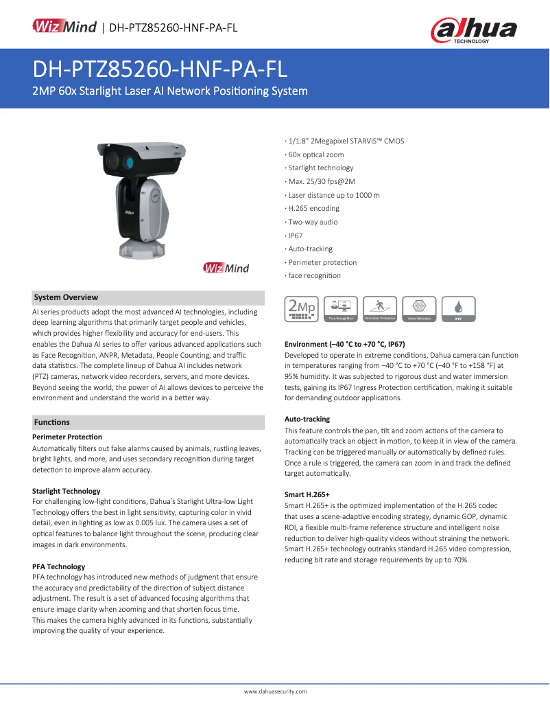 Image de la première page du manuel de l'appareil PTZ85260-HNF-PA-FL