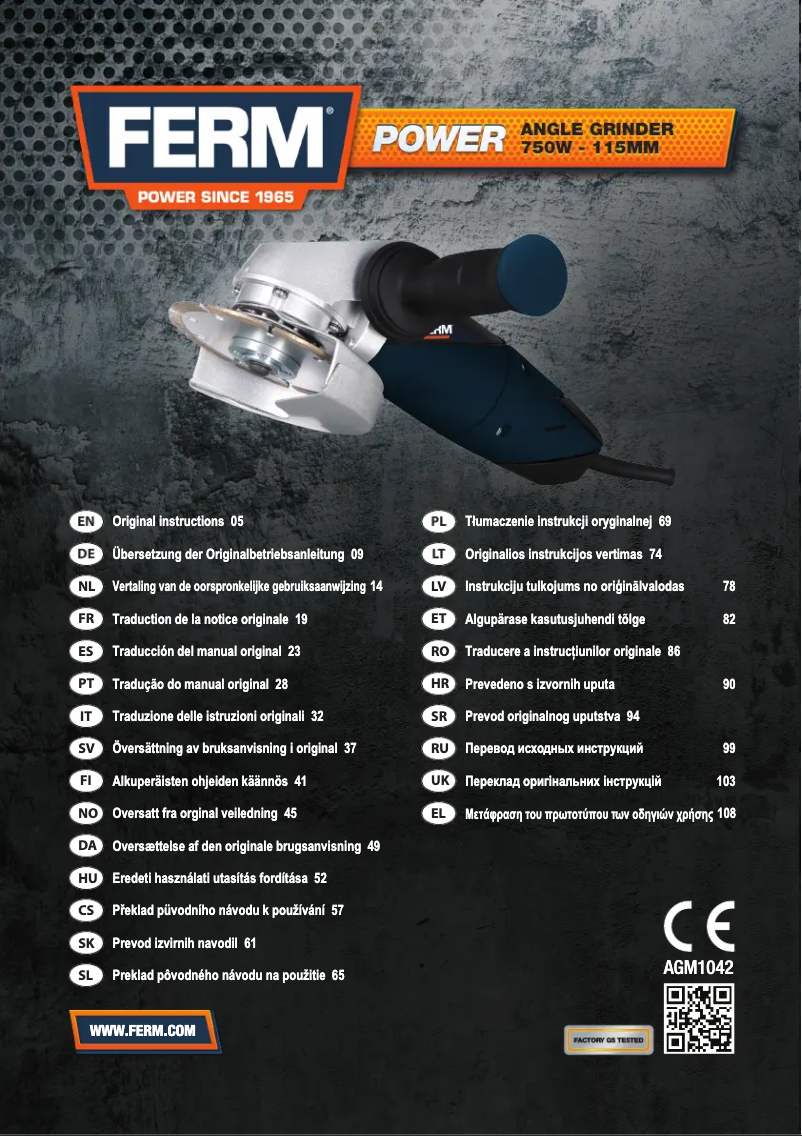 Page 1 de la notice Manuel utilisateur Ferm AGM1042