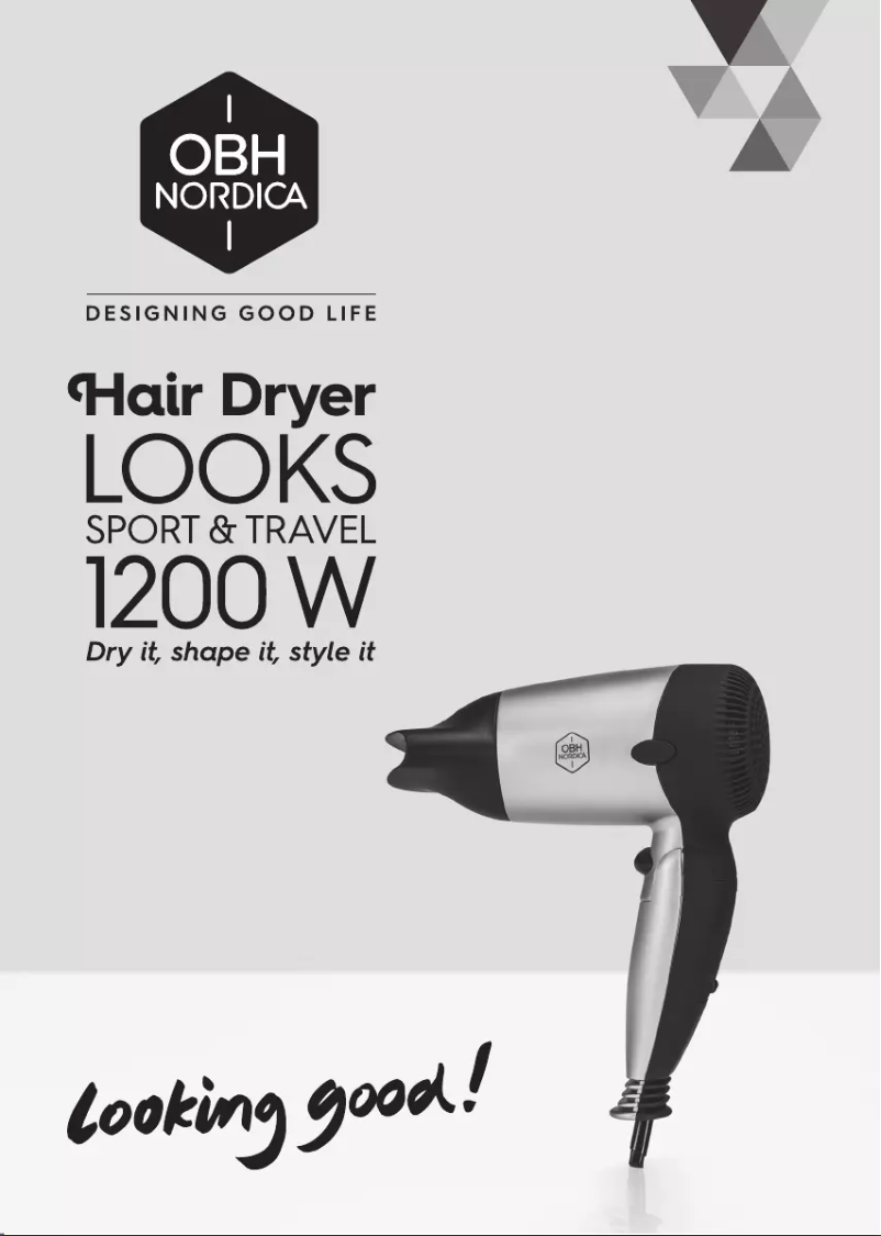 Page 1 de la notice Manuel utilisateur OBH Nordica Looks Sport & Travel 1250W