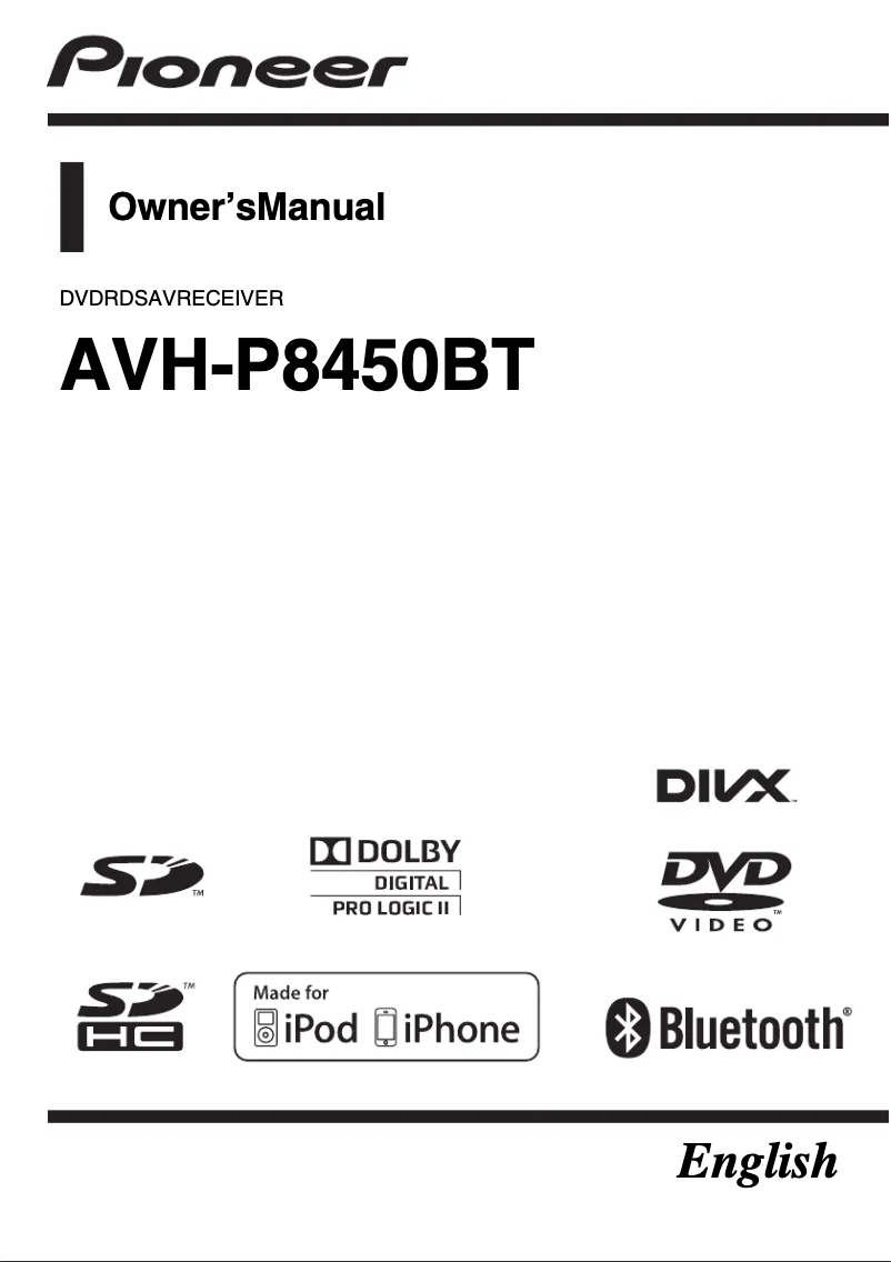 Image de la première page du manuel de l'appareil AVH-P8450BT