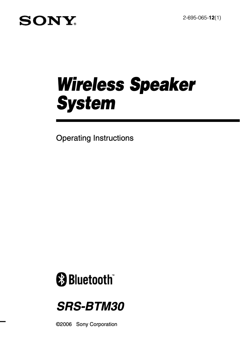 Image de la première page du manuel de l'appareil SRS-BTM30