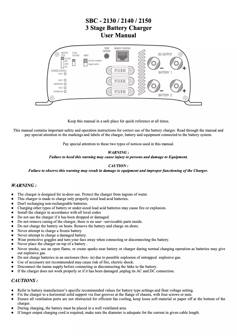 Page n°1 - Manuel utilisateur Manson SBC-2130