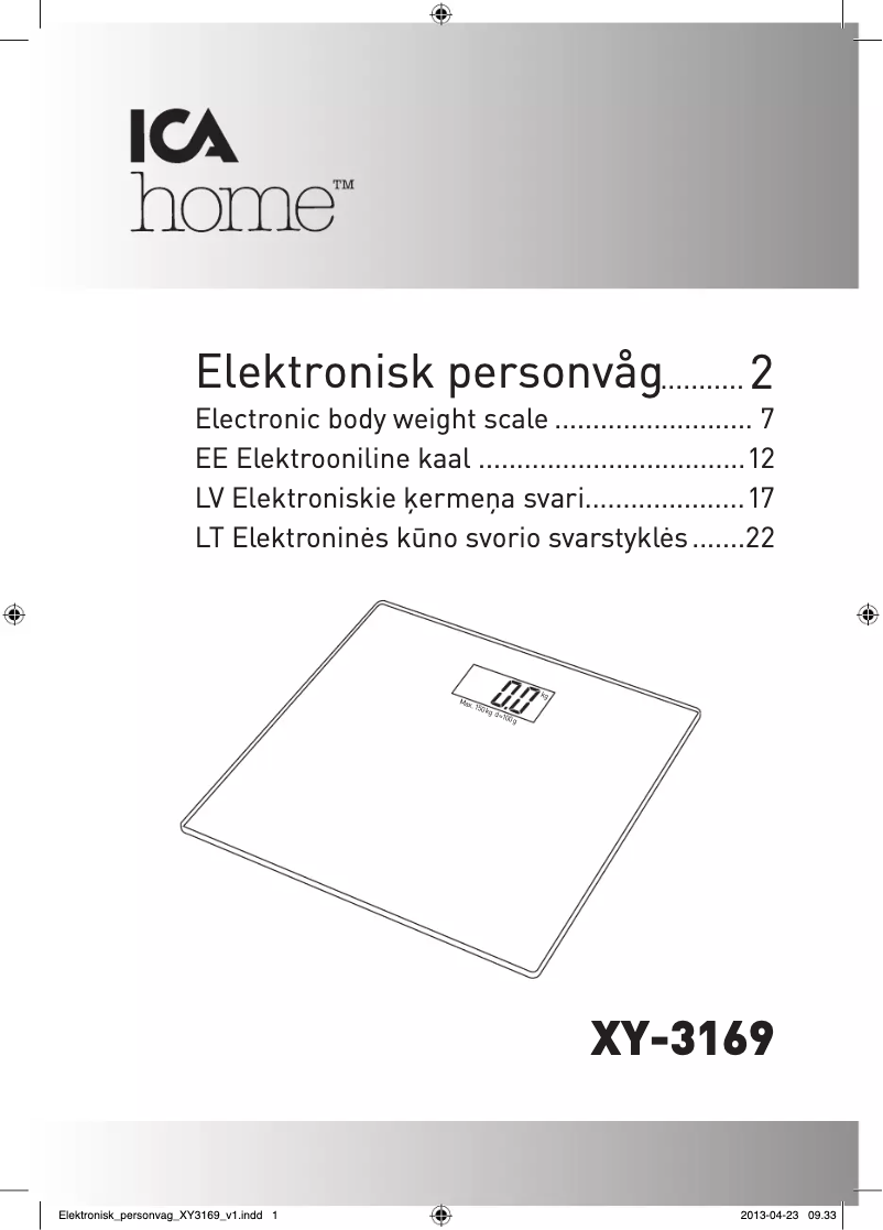 Image de la première page du manuel de l'appareil XY-3169