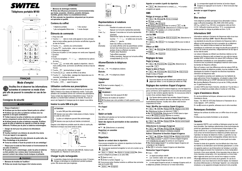 Page 1 de la notice Manuel utilisateur Switel M160