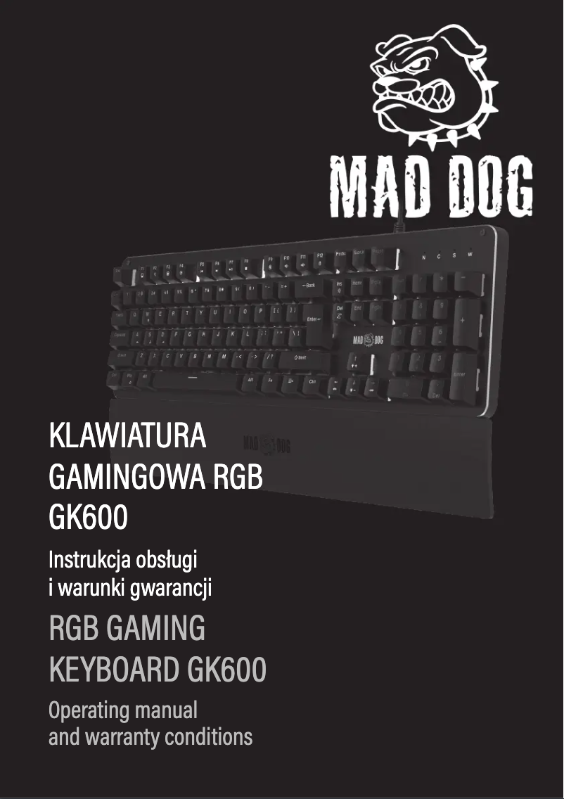 Page 1 de la notice Manuel utilisateur Mad Dog GK600