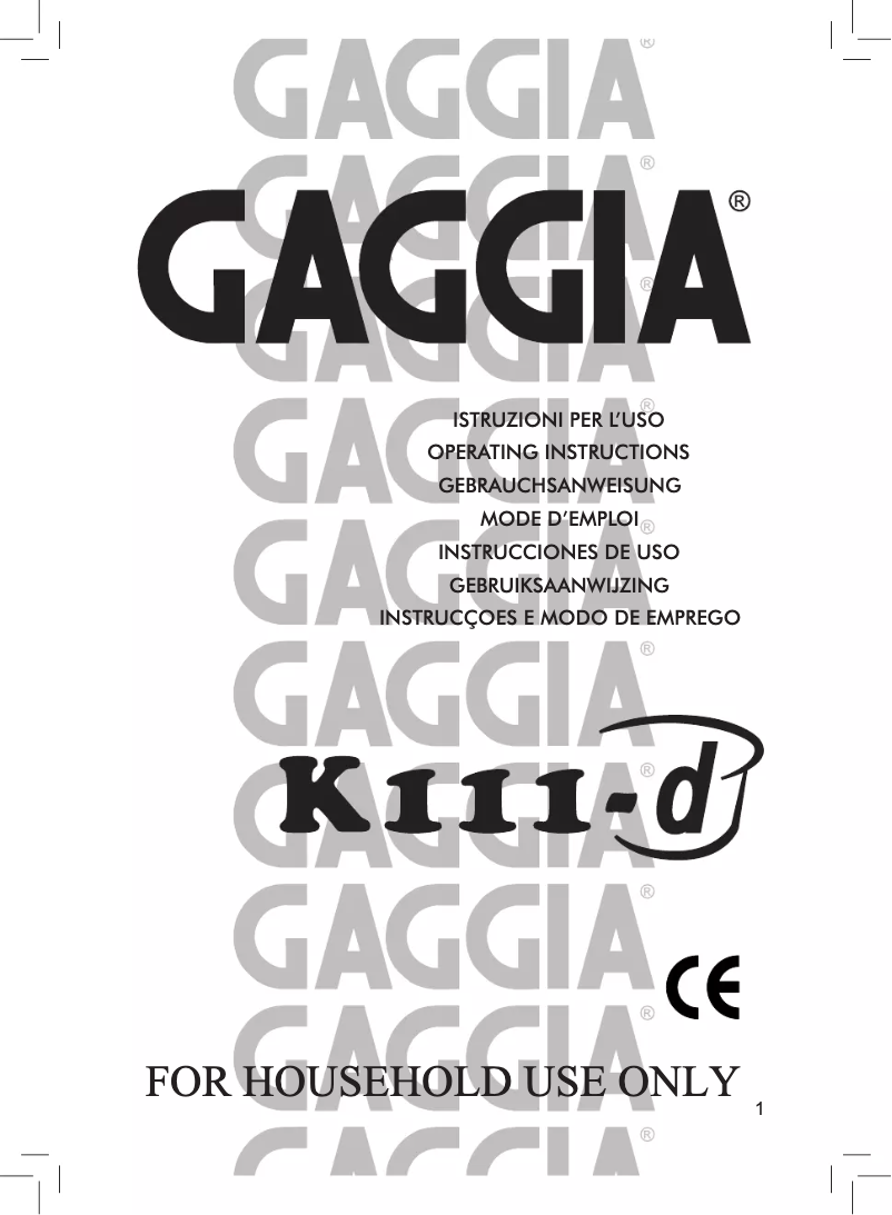 Page 1 of the manual User Manual Gaggia K-111D