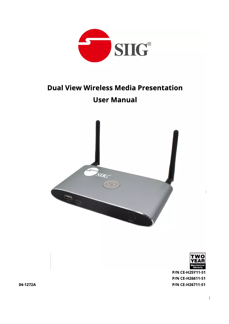 Page 1 de la notice Manuel utilisateur Siig CE-H25Y11-S1