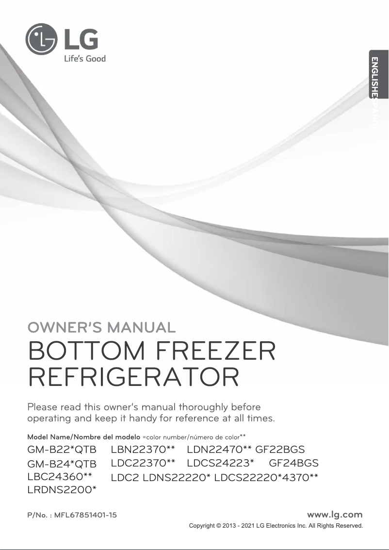 Page 1 de la notice Manuel utilisateur LG GB24BGS