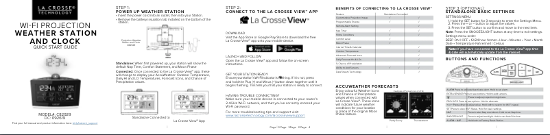 Page 1 de la notice Guide de démarrage rapide La Crosse Technology C82929