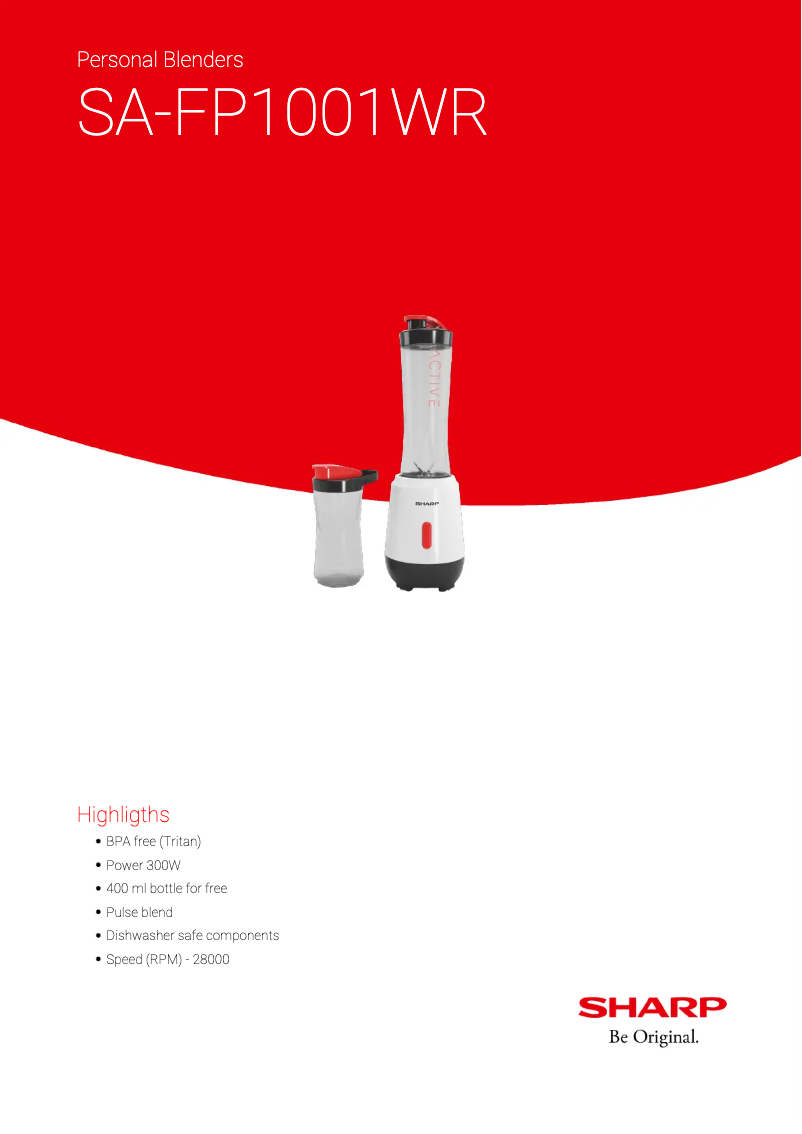 Page 1 de la notice Fiche technique Sharp SA-FP1001WR
