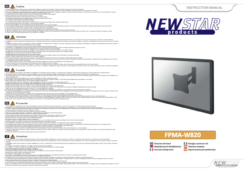 Página 1 del manual Manual de usuario Newstar FPMA-W820