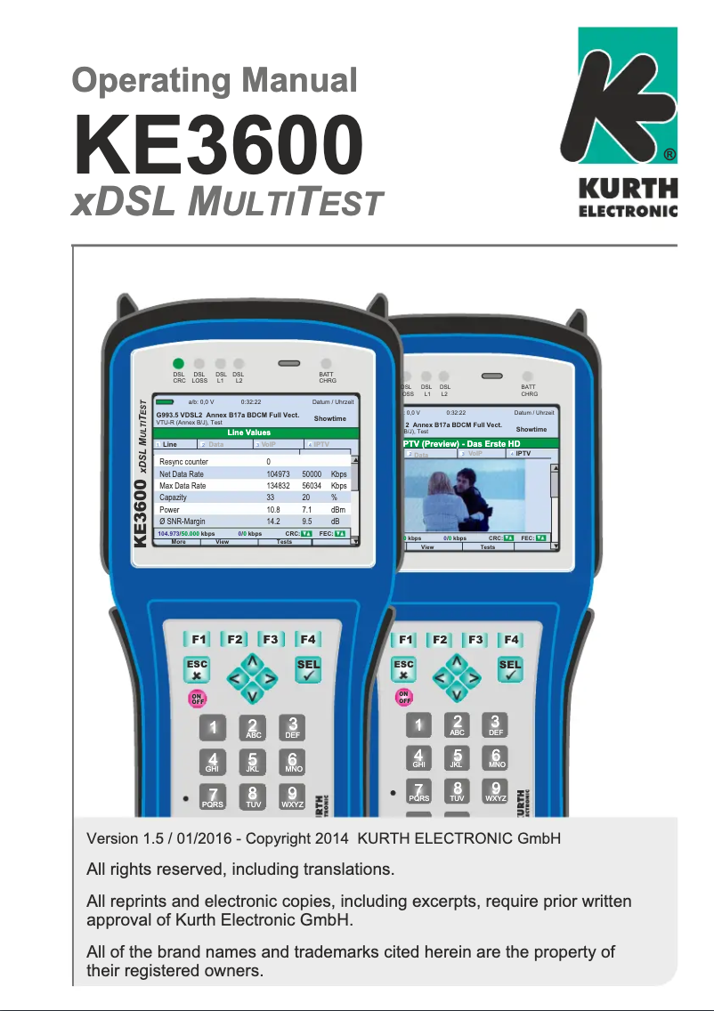 Page n°1 - Manuel utilisateur Kurth Electronic KE3600