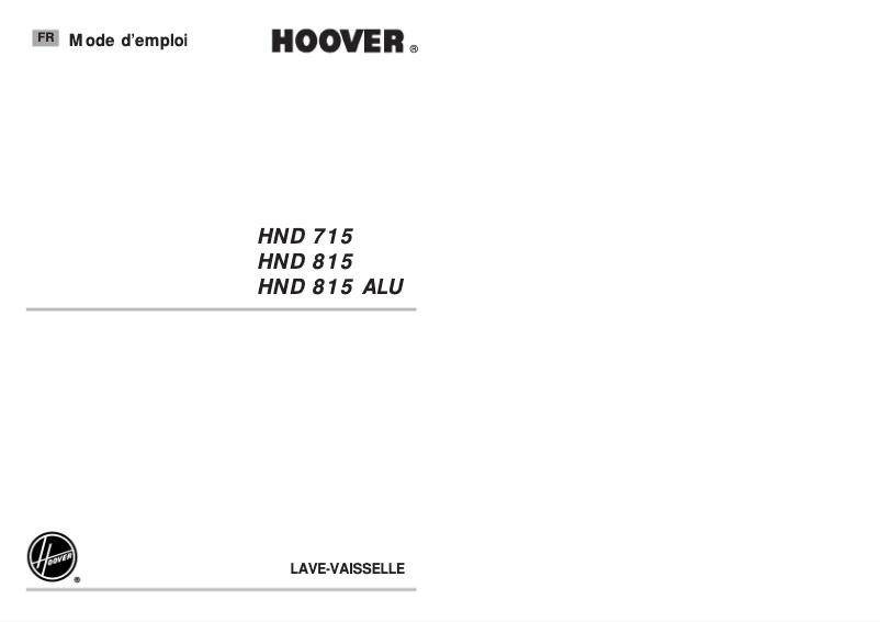 Page 1 de la notice Manuel utilisateur Hoover HND 815-47