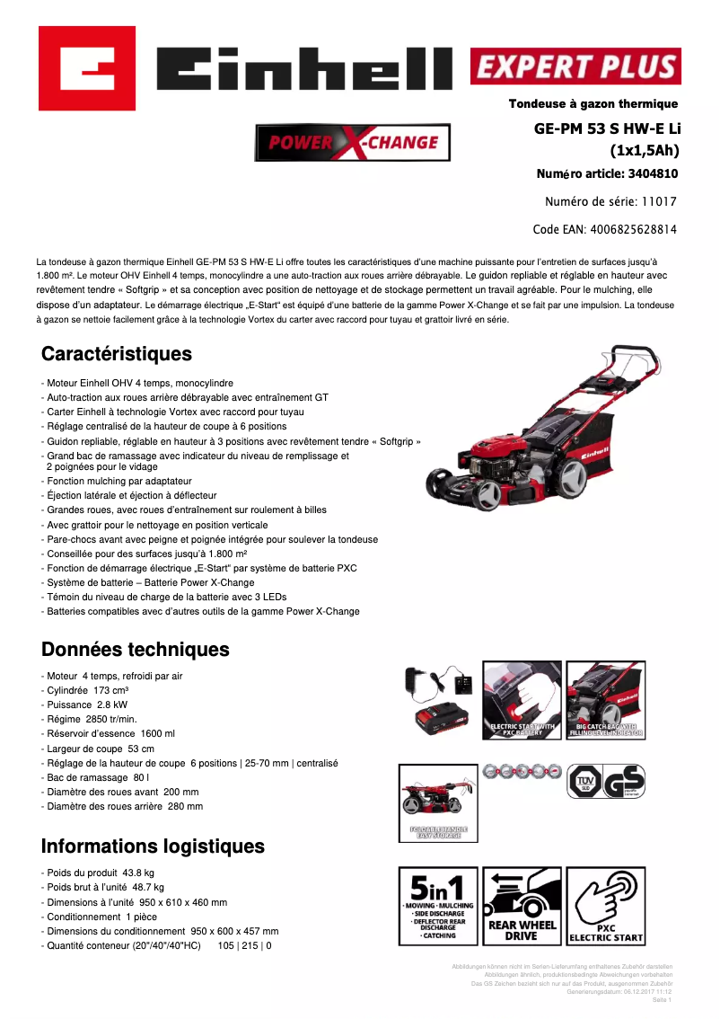 Image de la première page du manuel de l'appareil GE-PM 53 S-HW E Li