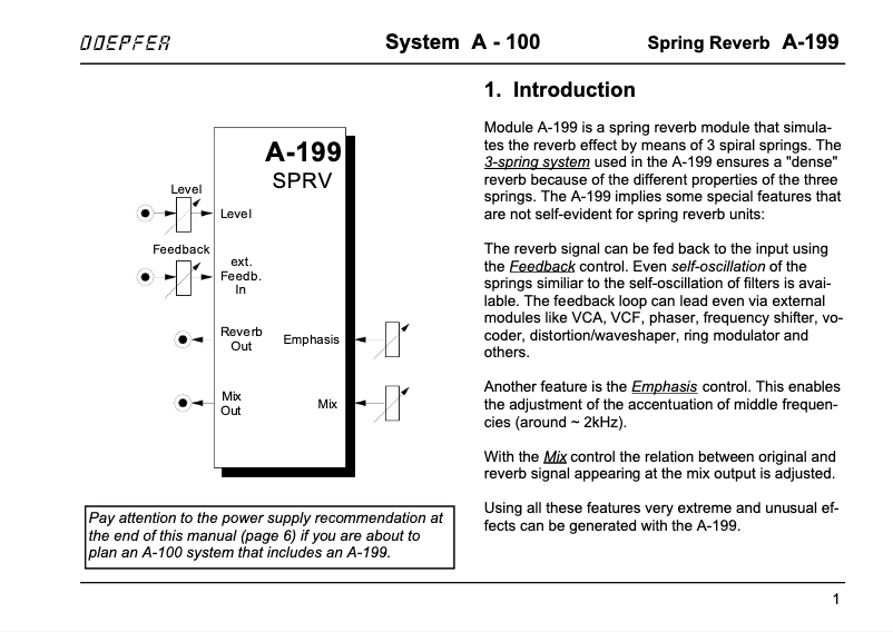 Page n°1 - Manuel utilisateur Doepfer A-99