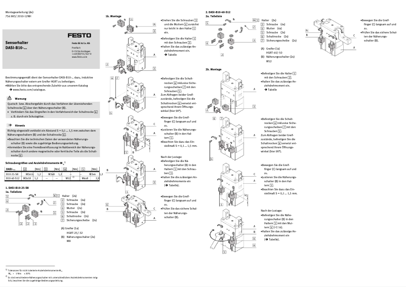Page 1 de la notice Manuel utilisateur Festo DASI-B10-40-S12