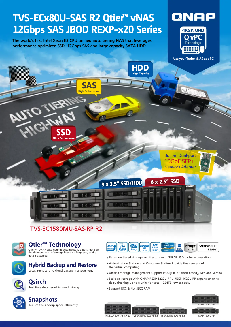 Page 1 de la notice Fiche technique QNAP TVS-EC1580MU