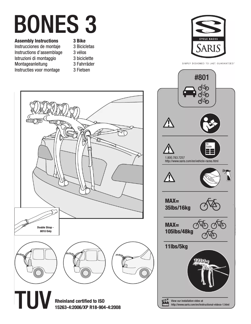 Page n°1 - Manuel utilisateur Saris Bones 3 Bicycle Carrier
