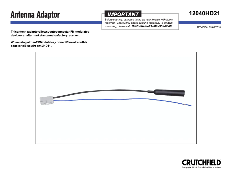 Page n°1 - Manuel utilisateur Metra 40-HD21