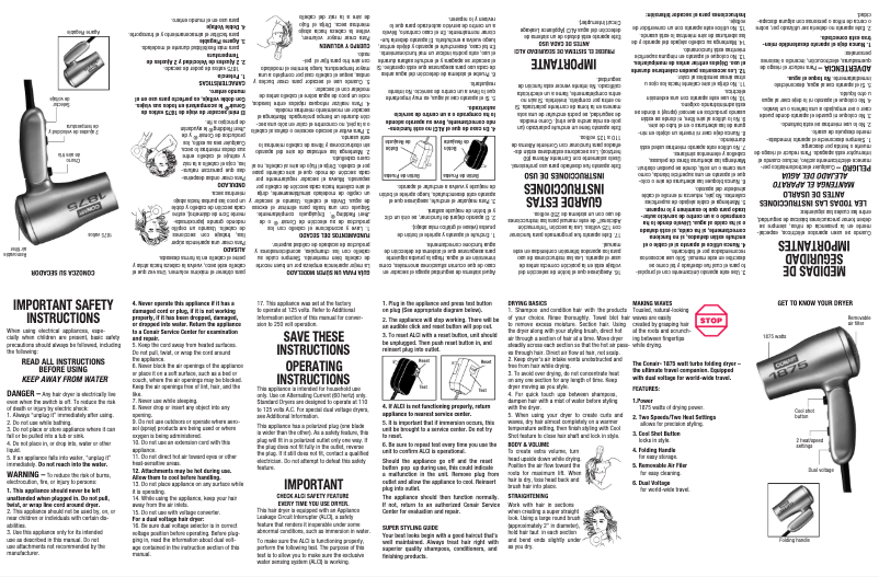 Page 1 de la notice Manuel utilisateur Conair 1875