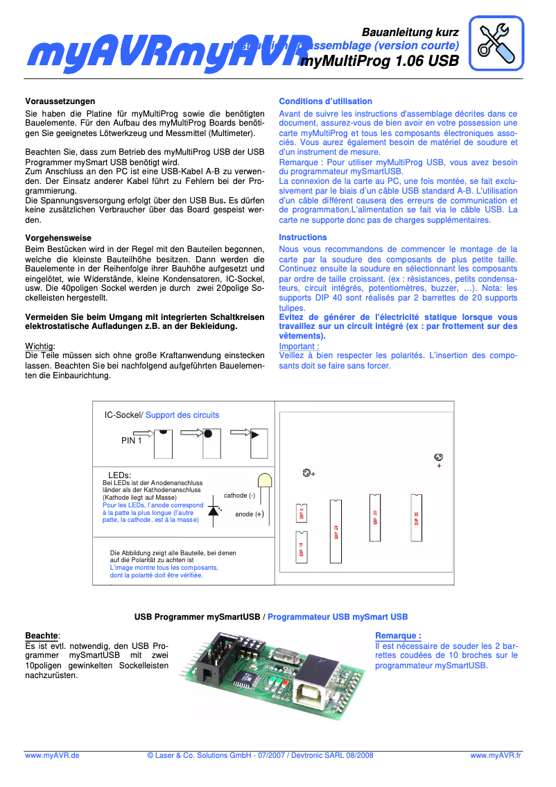 Page n°1 - Manuel utilisateur myAVR myMultiProg 1.06 USB