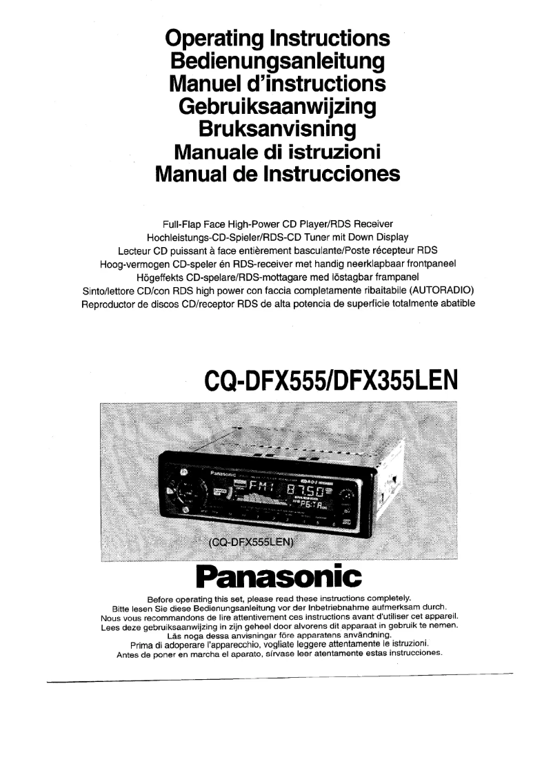 Page 1 de la notice Manuel utilisateur Panasonic CQ-DFX555