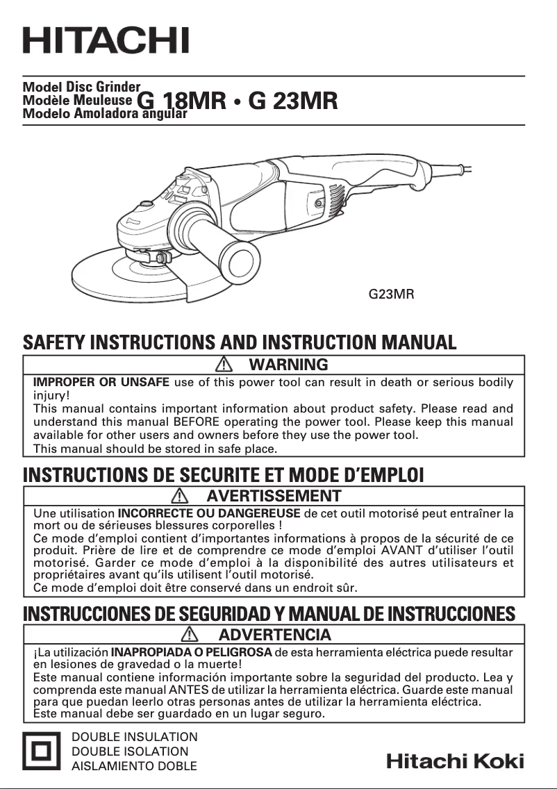 Image de la première page du manuel de l'appareil G 18MR