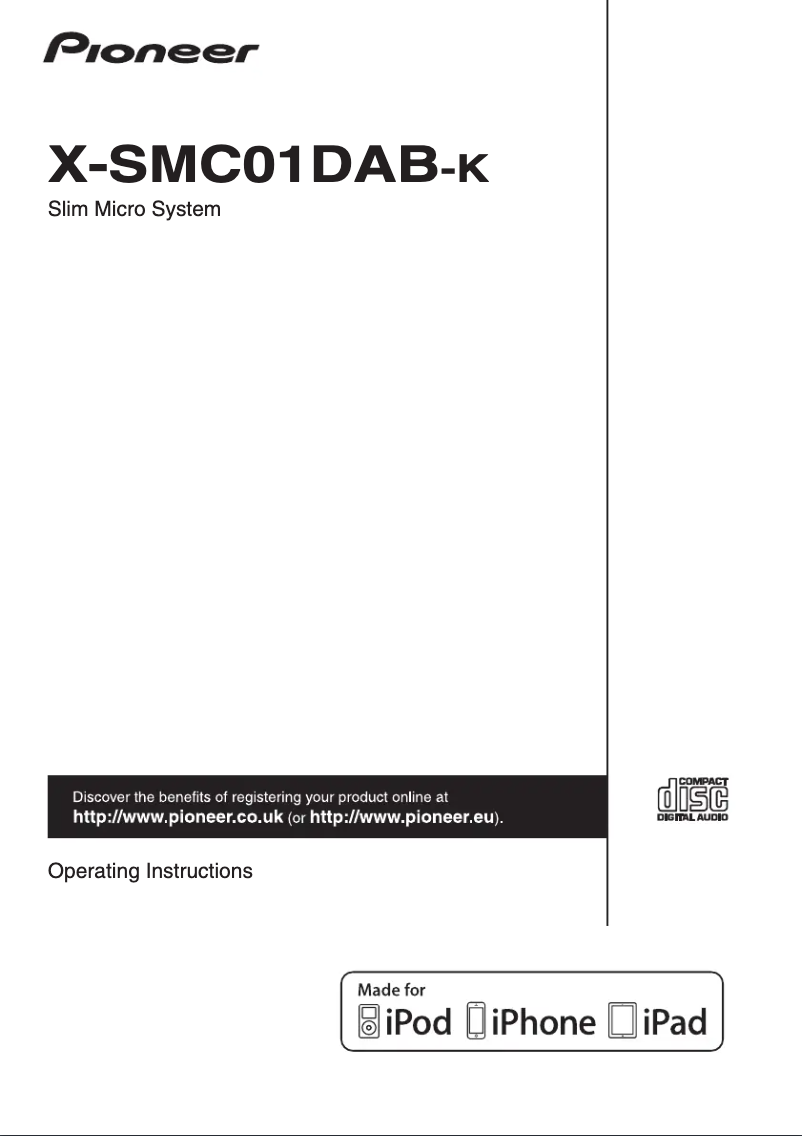 Page 1 de la notice Manuel utilisateur Pioneer X-SMC01DAB-K