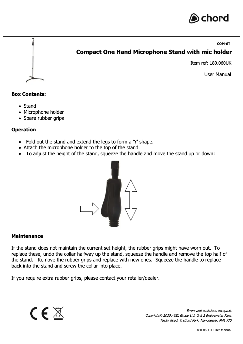 Page 1 of the manual User Manual Chord COM-ST