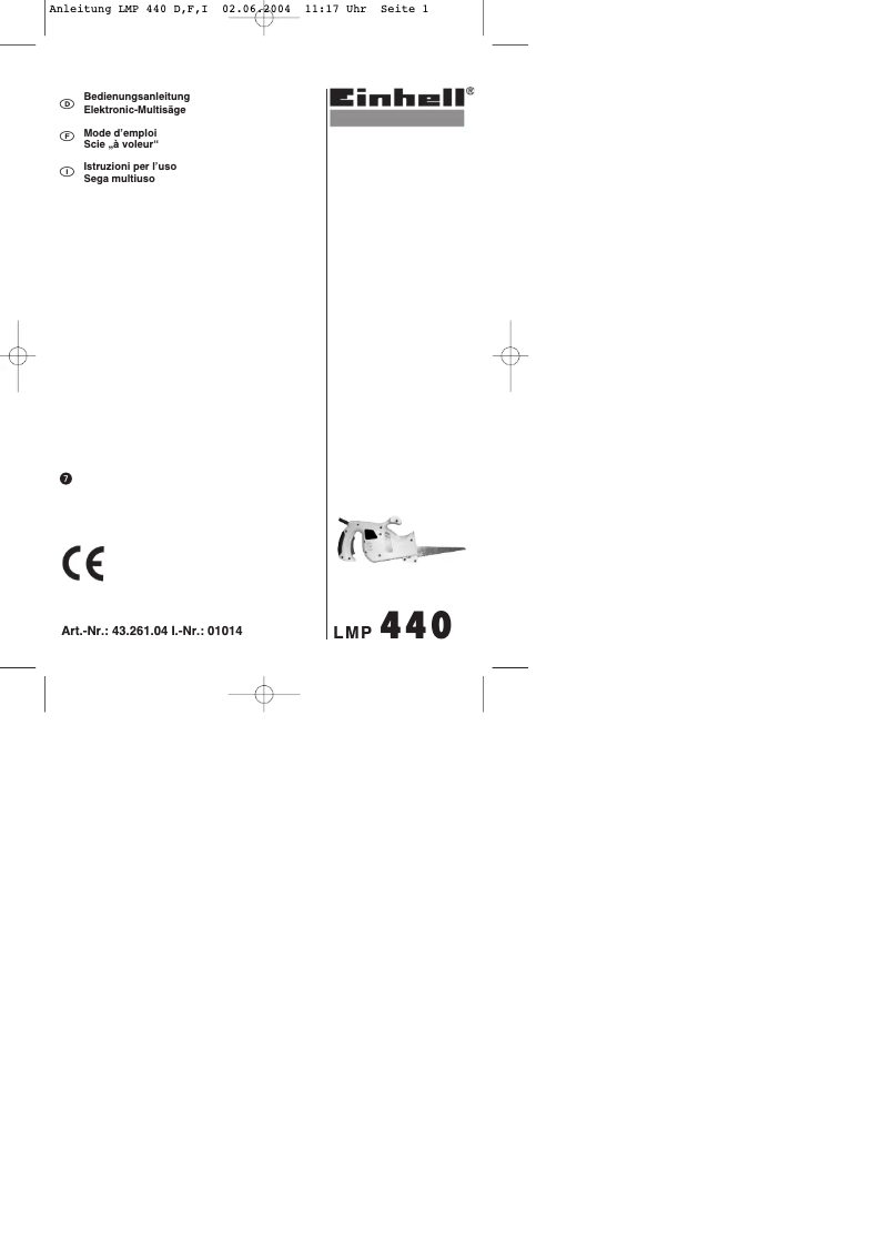 Image de la première page du manuel de l'appareil LMP 440