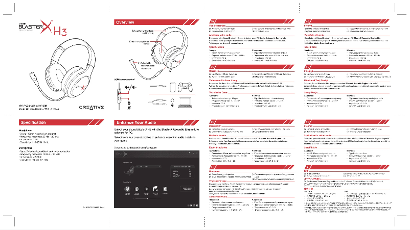 Page 1 de la notice Guide de démarrage rapide Creative Sound BlasterX H3