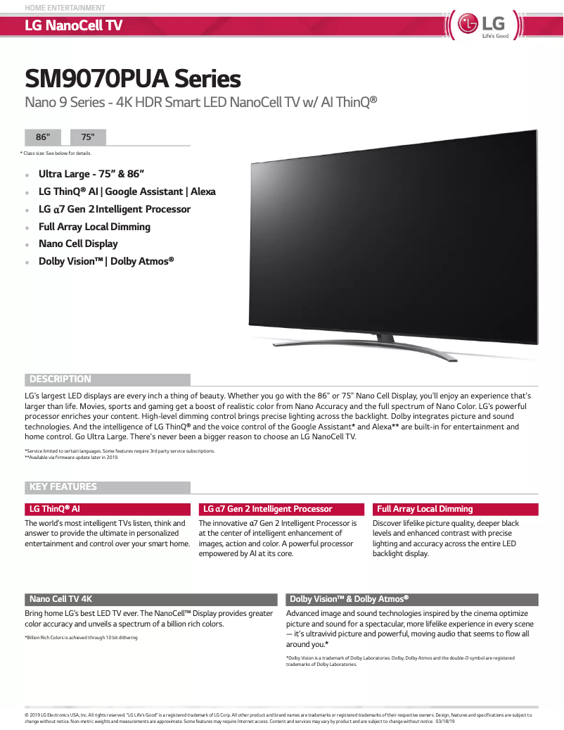 Imagen de la primera página del manual del dispositivo 75SM9070PUA