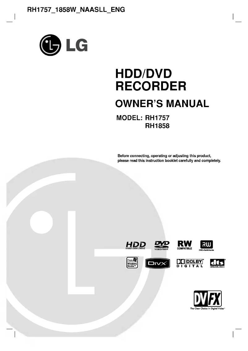Page n°1 - Manuel utilisateur LG RH1757