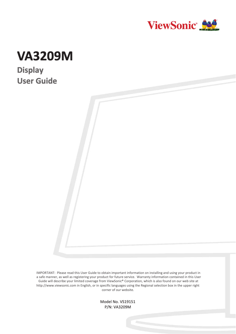 Page 1 de la notice Manuel utilisateur Viewsonic VA3209M