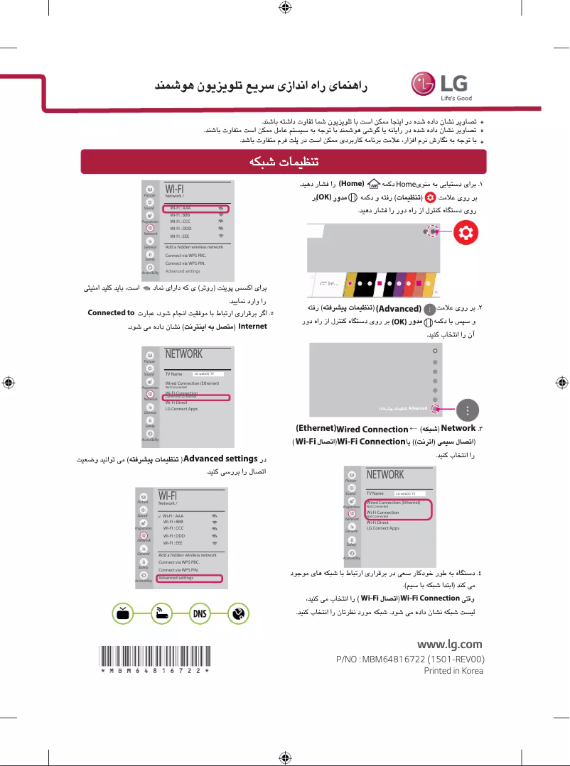 Page 1 de la notice Guide d'installation LG 65UG870T