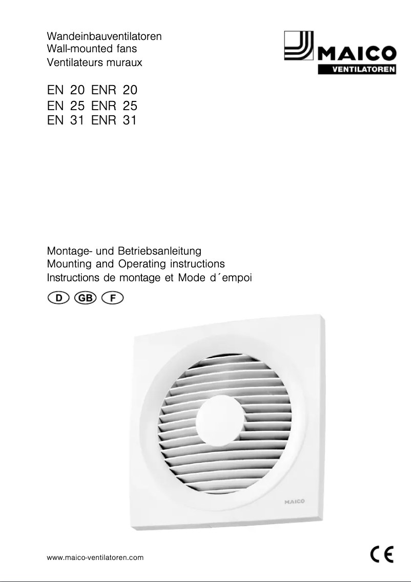 Page 1 de la notice Manuel utilisateur Maico ENR 20