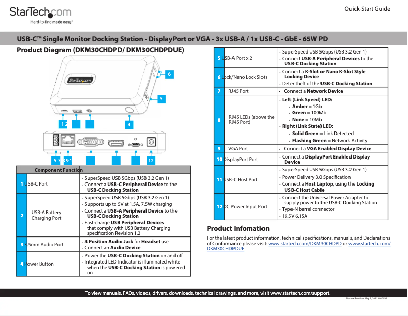 Page n°1 - Manuel utilisateur StarTech.com DKM30CHDPDUE