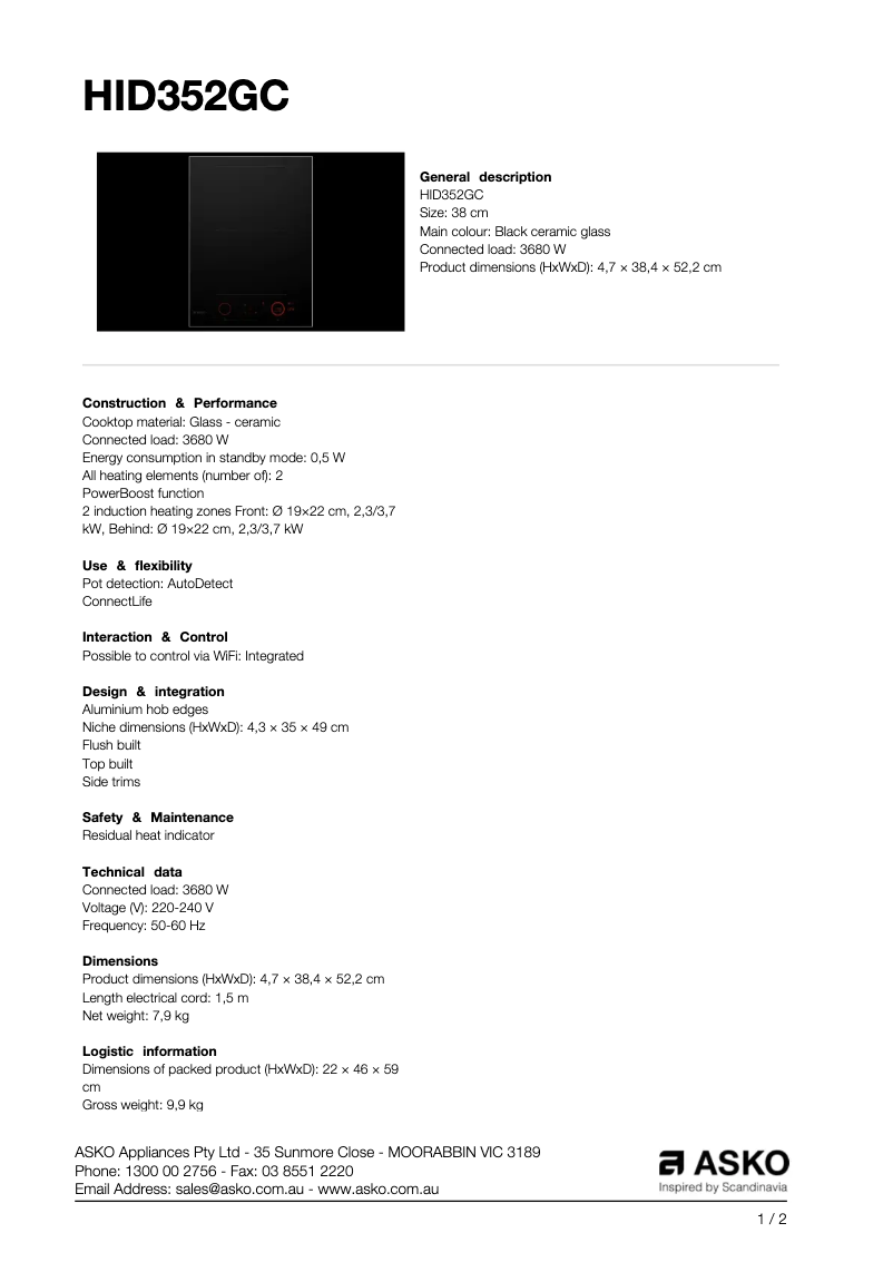 Image de la première page du manuel de l'appareil HID352GC