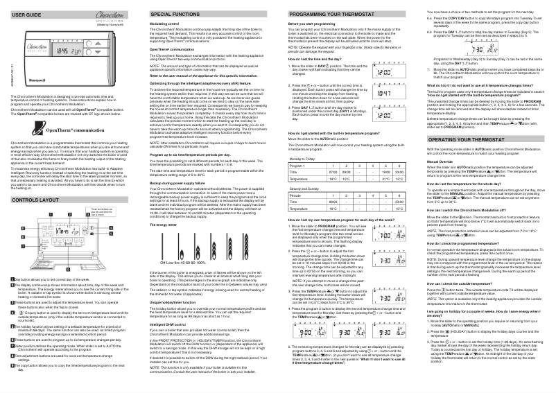 Page 1 de la notice Manuel utilisateur Honeywell Chronotherm Modulation