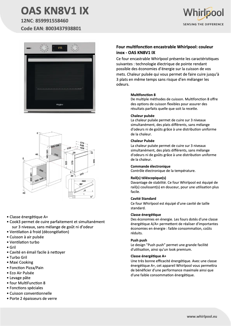 Image de la première page du manuel de l'appareil OAS KN8V1 IX