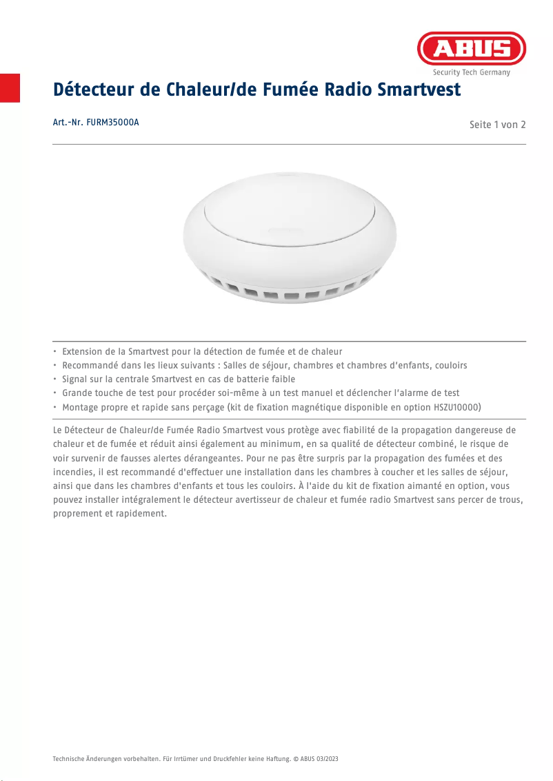 Image de la première page du manuel de l'appareil FURM35000A