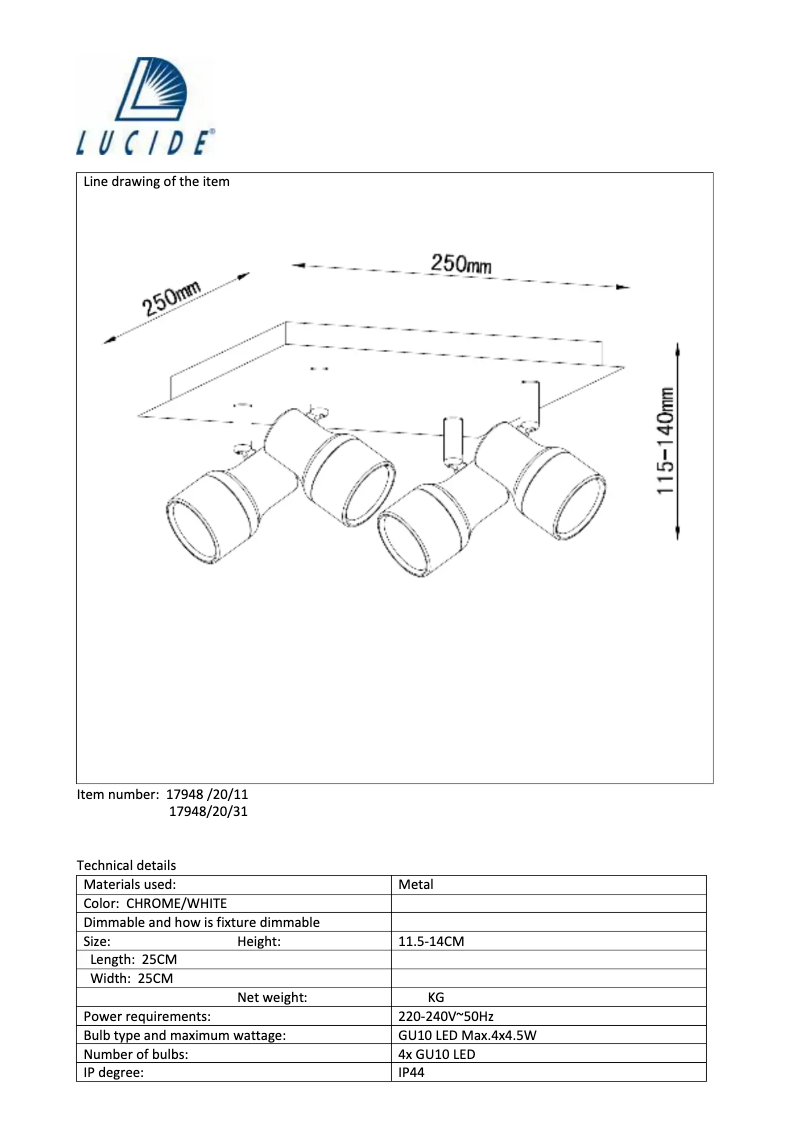 Page 1 de la notice Manuel utilisateur Lucide Sirene-LED