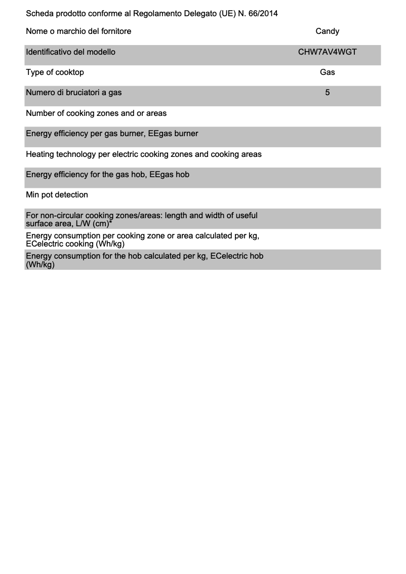 First page image of the manual for CHW7AV4WGT