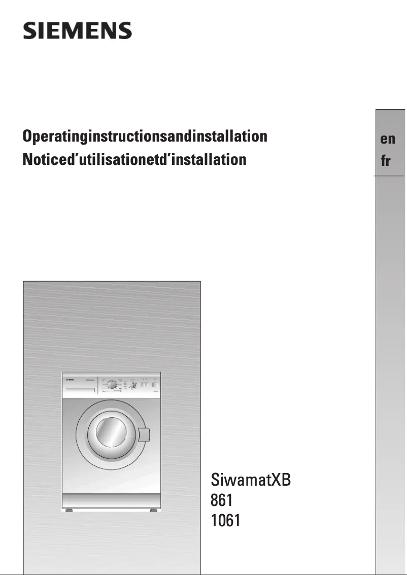 Page n°1 - Manuel utilisateur Siemens WXB1061FF