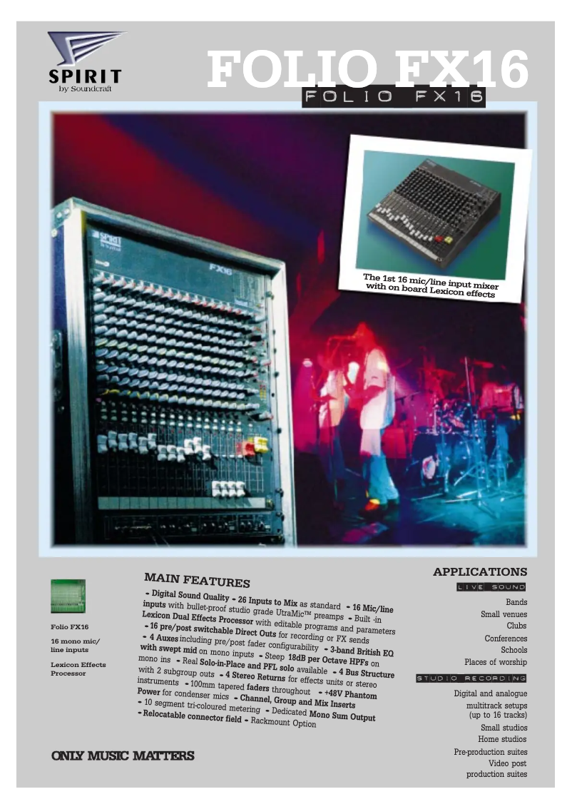 Page n°1 - Manuel utilisateur Soundcraft Spirit FX16