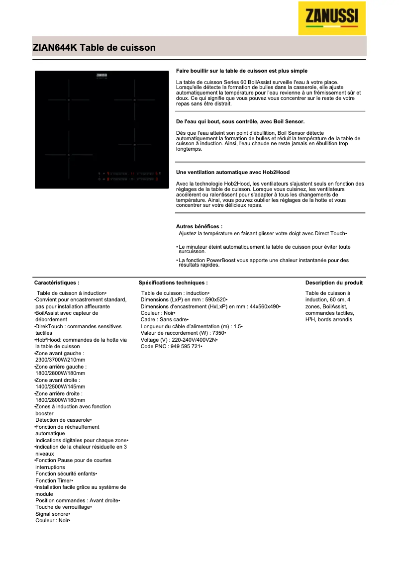 Image de la première page du manuel de l'appareil ZIAN644K