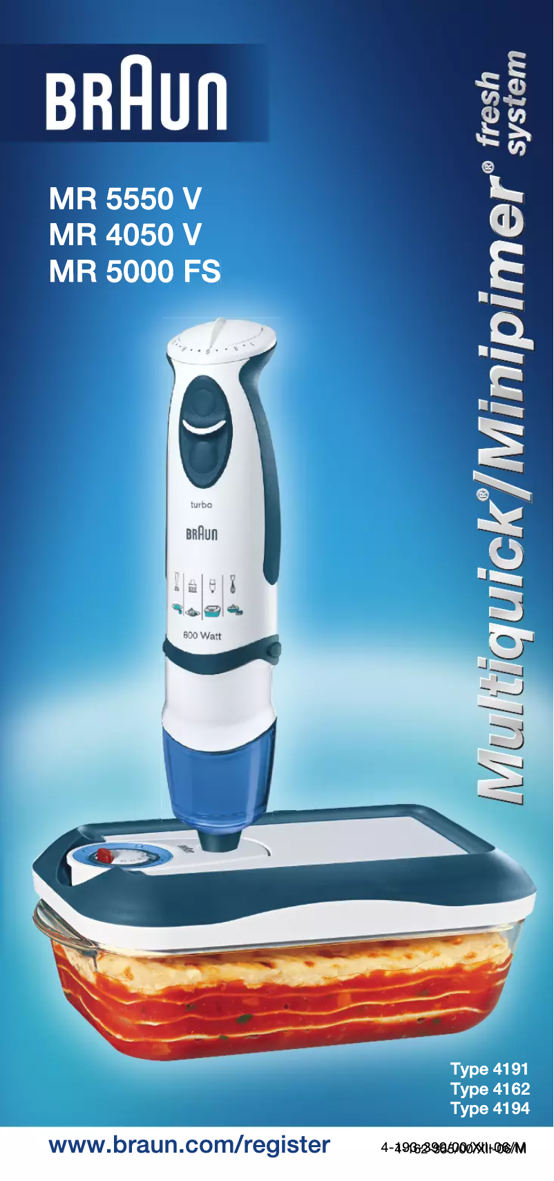 Página 1 del manual Manual de usuario Braun MR 4050V