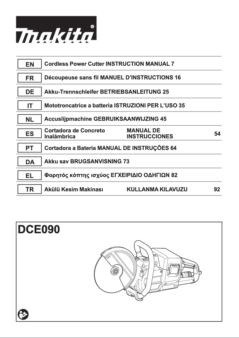 Page 1 de la notice Manuel utilisateur Makita DCE090
