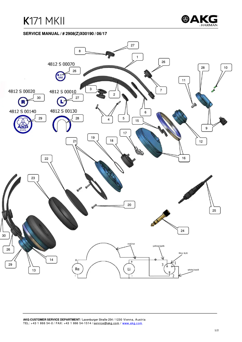 Page 1 de la notice Manuel utilisateur AKG K171 MKII